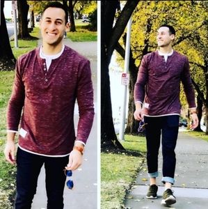 3/4 Henley T Brick Heather L